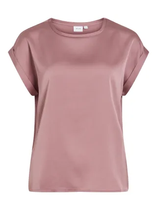 VILA - VIELLETTE S/S SATIN TOP - NOOS Nostalgia Rose - Gr. - 38