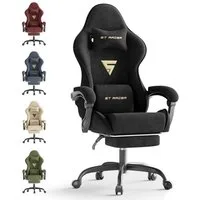 Ferghana Gaming-Stuhl Gaming-Stuhl: Kopfstütze, Lendenkissen, Armlehnen, Fußstütze (Packung), Ergonomischer PC-Stuhl,Rückenlehne 90°-125°