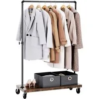 VASAGLE Kleiderständer, mit Rollen, bis 90 kg belastbar, 104,5 x 40 x 160 cm