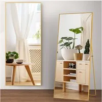 zebery Ganzkörperspiegel Standspiegel Wandspiegel groß,mit Alurahmen und verstärktem Glas (Set, 1-St), Gold,164 x 54cm