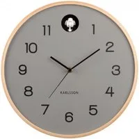 Karlsson Uhr Wanduhr Natural Cuckoo Birch Wood Mouse Grey