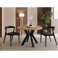 WFL GROUP Esstisch Savio Ausziehbar, Verlängerbar, Rund mit Schwarzen Holzbeinen (MADE IN EU, XXL Groß – 80/90/100 cm ausziehbar auf 130/190/200/300 cm), Platzsparender Tisch für kleine Küche, Esszimmer oder Wohnzimmer