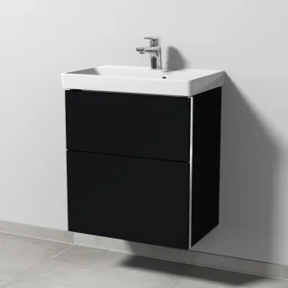 Sanipa 3way Waschtischunterbau zu Villeroy & Boch Avento Waschtisch mit 2 Auszügen, Schwarz-Matt BS62008