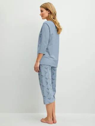 CALIDA - DAMEN Pyjama 3/4 dusty grey - Gr. - XS