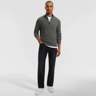 Kaschmir-Pullover mit Reißverschluss für Herren, Herren, size: regular, Blau, Kaschmir, by Lands' End