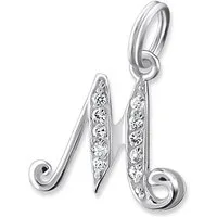 BUNGSA Anhänger Set BUCHSTABE M - Anhänger Buchstaben Kristall Silber 925 Silber Unisex (1-tlg), Pendant Halsketten