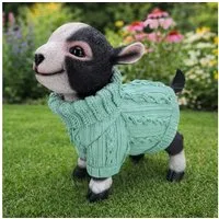Online-Fuchs Gartenfigur süße Ziegen mit Pulli für außen - Deko Figuren Frühling, Sommer, (16 oder 24 cm groß), aus langlebigem Kunstharz gefertigt, wetterfest - 16 bis 24 cm groß