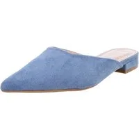 Ital-Design Elegante Slipper aus Wildlederimitat für Damen Pantolette (89372401) Blockabsatz Pantoletten in Blau