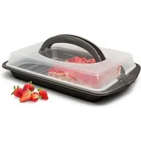 Hausfelder Kuchentransportbox Tortentransportbox eckig, Kuchenbehälter mit Deckel (Blechkuchen), (Set, 1-tlg., 1 Box), mit Klick-Verschlüssen, spülmaschinenfest, BPA-frei