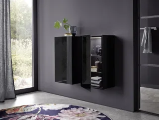emco Halb-Hochschrank evo, mit Glastür, 750 mm, schwarz/ schwarz, 957950904 957950904