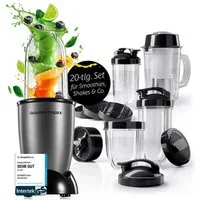 GOURMETmaxx Standmixer Mixer Mr. Magic 19-tlg. 400W anthrazit/schwarz, 400 W, inkl. Zubehör-Set L rot Speisen Smoothies Getränke 4 Mixbecher To-Go