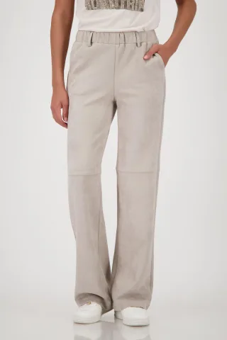 monari - Straight-Hose in Leder-Velours-Optik - Gr. - 38