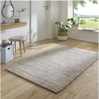 TaraCarpet Wollteppich TaraCarpet Handwebteppich Helsinki, rechteckig, Höhe: 10 mm, gewalkter Wohnzimmer-Teppich Schurwolle Schlafzimmer Esszimmer 060x120