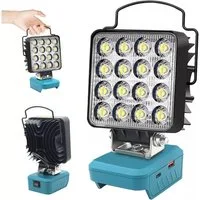 VIVIHEYDAY LED Baustrahler Akku Lampe Für Makita 18v, Kabellose Led Arbeitsleuchte Akku, 34W, Hell Led Strahler Tragbares Flutlichter Baustellen Lampe, Akku Scheinwerfer mit Typ C und USB-Aufladung