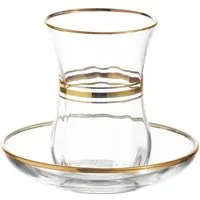 LAV Teeglas Set mit goldenen Akzenten - 12-teilig, 115 ml - elegant & modern, 6-tlg., Glas, 6-teilig, 115 ml