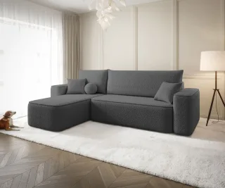 Ecksofa Schlafsofa Sofa AGEPO Stoff Quelle Anthrazit Ottomane Links