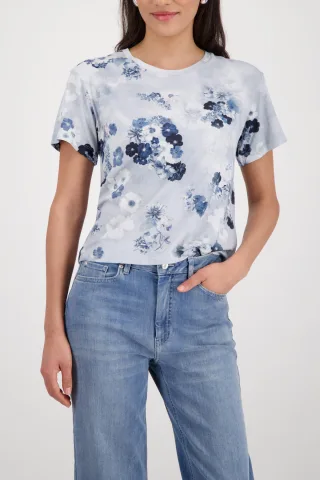 monari - T-Shirt mit Blumenmuster sea side gemustert - Gr. - 38