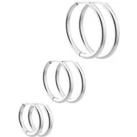 THIORA Creolen-Set Damen-Creolen „Aruba“ aus Edelstahl, 14/18/22 mm, 316L Edelstahl, wasserfest, hypoallergen & nickelfrei, poliert