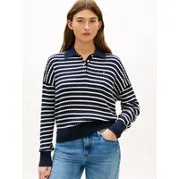 Tommy Hilfiger Strickpullover CO CABLE FINE GG RLXD POLO SWT mit Zopfmuster