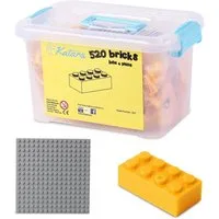 Katara Bausteine Box-Set mit 520 Steinen + Platte + Box Konstruktionsspielsteine, (3er Set), Gelb, 100% Kompatibel Sluban, Papimax, Q-Bricks, LEGO®