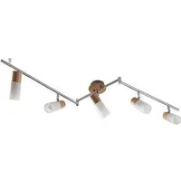 Lindby Deckenstrahler Christoph, Holz Chrom IP20, 5 x 4,5 W LED