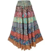 Guru-Shop Minirock Langer Boho Stufenrock, Maxirock Hippie chic,.. alternative Bekleidung