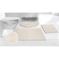 OTTO home Badematte Ognon, Scandi, Boho, modernes Muster, Höhe 15 mm, rutschhemmend beschichtet, schnell trocknend, strapazierfähig, fußbodenheizungsgeeignet, Polyester, rund, Badteppich, Uni Farben, Hoch-Tief-Effekt
