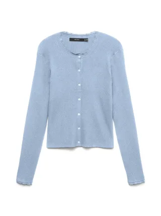 VERO MODA - VMWONDER LACE LS O-NECK CARDIGAN NOOS Cashmere Blue - Gr. - S