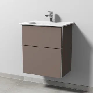 Sanipa 3way Waschtischunterbau zu Ideal Standard Connect Air Waschtisch mit 2 Auszügen, Taupe-Matt BP6401T