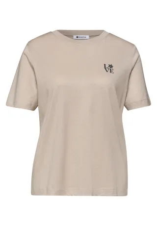 Street One - T-Shirt mit Rundhals und Printdetail clay sand - Gr. - 38