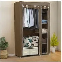 JEOBEST Stoffschrank Kleiderschrank, Stoffschrank, faltbare Garderobe mit Kleiderstangen mit Kleiderstange, Reißverschluss & Ablagen