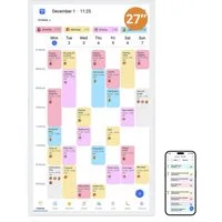 EKASN 27'' Digitaler Kalender mit Touchscreen für Wand- und Tischmontage Digitaler Bilderrahmen (68,58 cm/27 ", 1920 x 1080 Pixel, 32 GB, Full-HD, WLAN, Familienplaner mit To-Do-Liste & Mahlzeitenplaner)