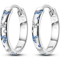 ELLAWIL Paar Creolen Ohrcreolen Ohrschmuck Damenohrringe Creole Hoop blau weiß Zirkonia (GESCHENKIDEE), inklusive Geschenkschachtel