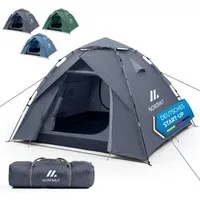 Nordmut Wurfzelt Pop-up Campingzelt 2-4 Personen 230x230 cm wasserdicht 5000 mm, Personen: 4 (Campingzelt mit Fiberglas Gestänge & versiegelten Nähten, wasserdicht mit Moskitonetzen & Belüftung), Festivalzelt mit Sekunden Aufbau & kompaktem Packmaß