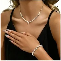 Zaewry Schmuckset Brautschmuck-Set: Wellenförmige Halskette und Armband, geeignet für Hochzeiten, Bälle und Partys