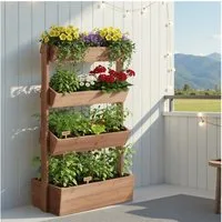 Yaheetech Hochbeet 4-Stufiger Pflanzkasten aus Tannenholz, Pflanzbox mit Belüftungslöcher für Garten/Hof/Terrasse