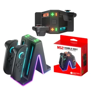 For Switch 2 4-in-1 Charging Station with RGB Light Controller Charger Dock for Nintendo Joy Con Charging Hub with LED I