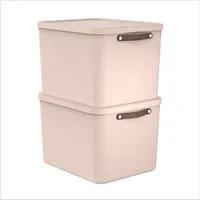 ROTHO Aufbewahrungsbox (Ordnungsboxen im Set, 2er-Set), große Lagerbox ideal für Kleidung, Decken und Haushaltsartikel