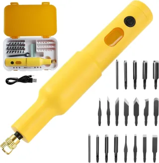 Electric Wood Chisel Carving Tool Electric Woodworking Carving Chisel Tools with 20 Blades Wood Sculpting, DIY Woodcraft