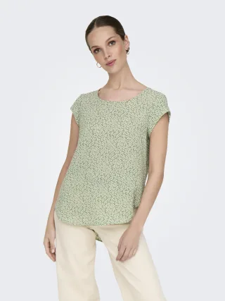 ONLY - ONLVIC S/S AOP TOP NOOS WVN Lily Pad - Gr. - 40