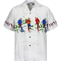 Pacific Legend Hawaiihemd "Papagei Brustdruck" Herren Kurzarm Kokosknöpfe Original Hawaii