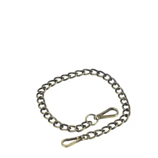 Börsenkette Metall messingfarben 38cm | Greenburry Vintage Sicherheitskette für Ledergeldbörsen. Antik-Look Gliederkette mit zwei Karabinern.