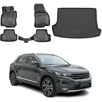 OMAC Auto-Fußmatten Fußmatten & Kofferraumwanne Set für VW T-Roc 2017-2025 Gummi TPE 5x (5 St), für VW T-Roc 2017-2025 VW T-Roc 2017-2025, Einfache Installation,Antirutsch,Leicht zu reinigen