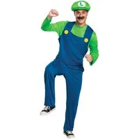 Smiffys Kostüm Nintendo Super Mario Brothers Luigi Kostüm, Der Bruder des Nintendo-Helden Super Mario: klassisches Luigi-Kostüm