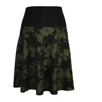 dunkle design A-Linien-Rock Schwarz Weiß Grau Grün 57cm Jacquard Strick elastischer Bund