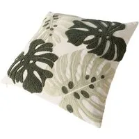 MF Dekokissen Dekokissen Monstera Verde 45x45 cm Grün Weiß Tropisches Blattdesign