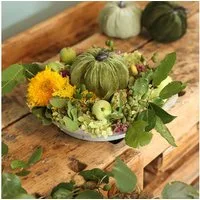 Florists Products Streudeko Herbstdeko Künstlicher Kürbis Set Hellgrün Dunkelgrün Ø13cm, 3 Stück