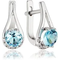 Secretforyou Creolen-Set Ohrringe Creolen 925 Silber Topas Aqua Blue Zirkonia Stein Ecthschmuck, 925 Sterling Silber