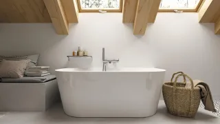 Neuesbad Serie 600 freistehende Badewanne aus Acryl, Vorwandmontage, 160cm NB1DEKDS_016W1