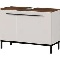 GERMANIA Waschbeckenunterschrank Yonkers Hochwertige ABS-Kanten, Griffe & hohe Füße aus Metall, Breite 80 cm